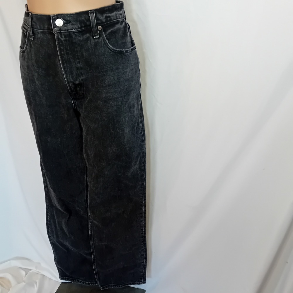 Abercrombie & Fitch Women's 90s Straight Jeans Ultra High Rise Black Wash 27/4R - Picture 3 of 16
